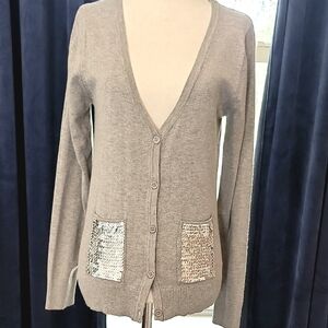 Passport Gray and Silver Sequin Cardigan